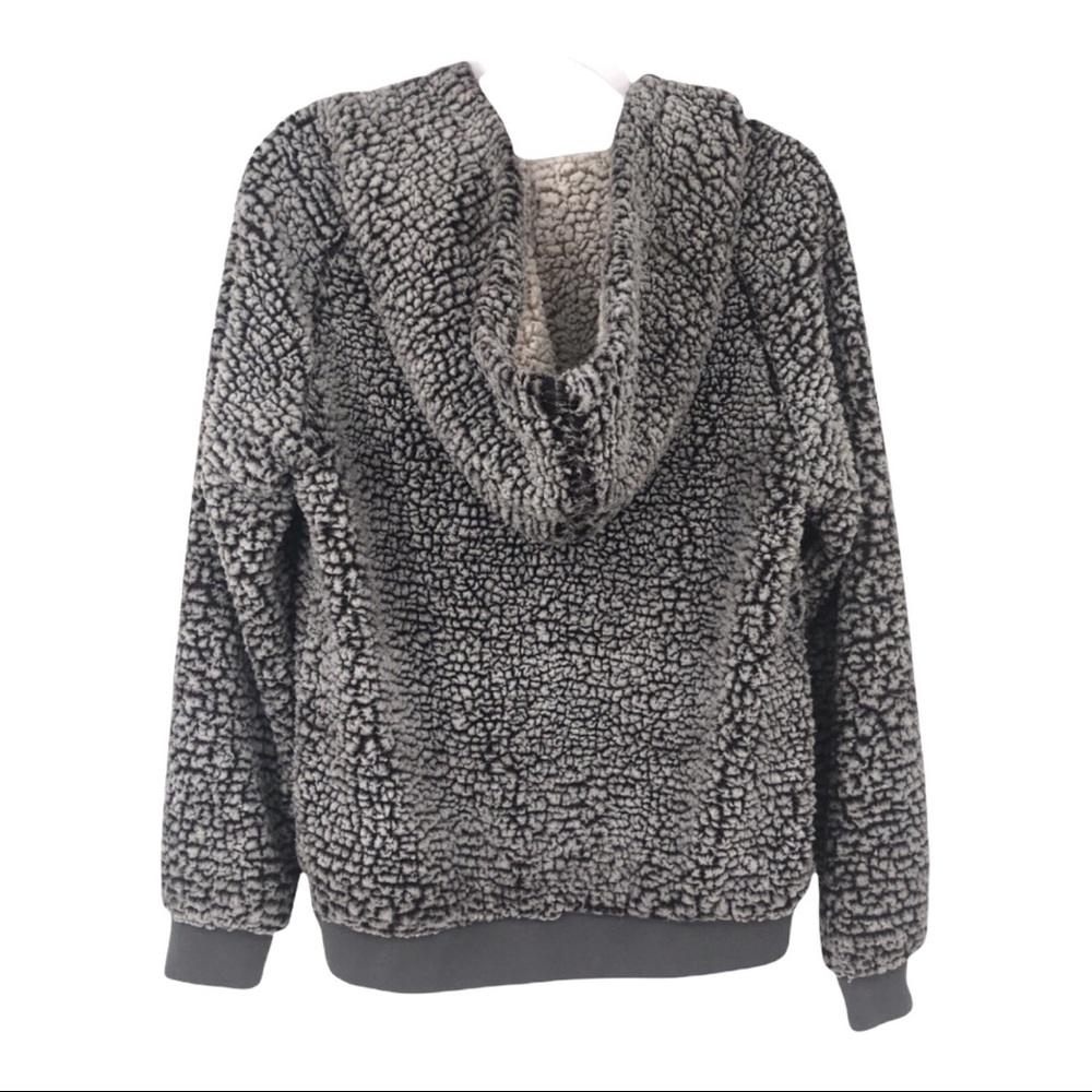 SOLD! Thread & Supply Gray & White Sherpa Fleece Hoodie Sweatshirt Sweater - Picture 6 of 8
